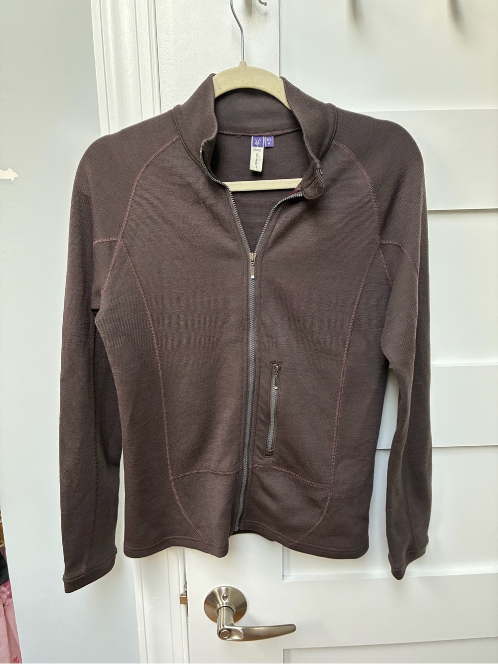 Ibex womans merino wool Brown Full-Zip Performance Jacket size medium